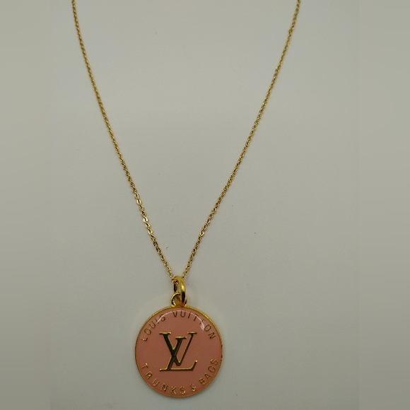 Louis Vuitton Jewelry - Louis Vuitton Gold and Pink Authentic Pendant On Stainless Steel Necklace
